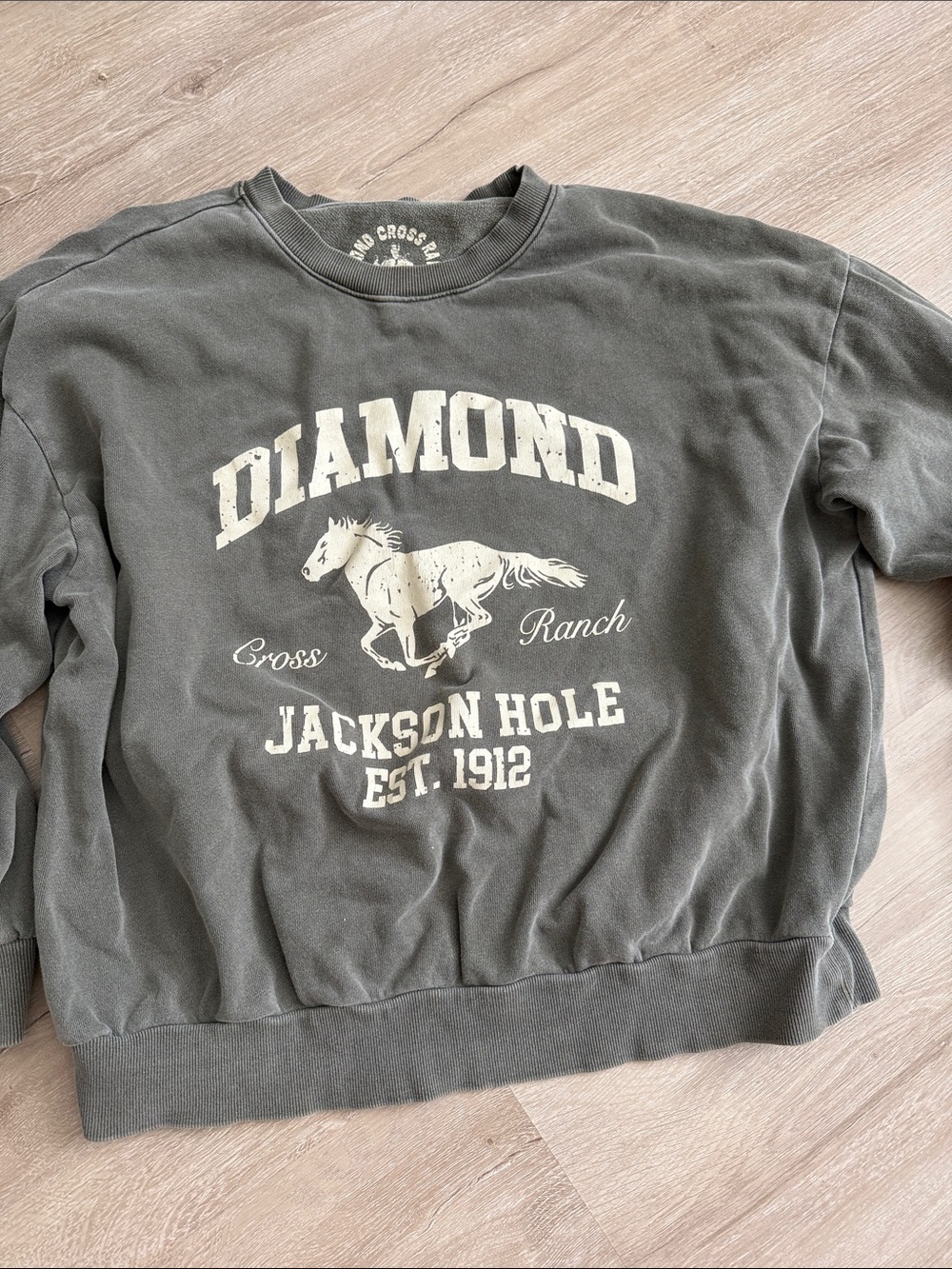Vintage inspired diamond cross ranch crewneck
